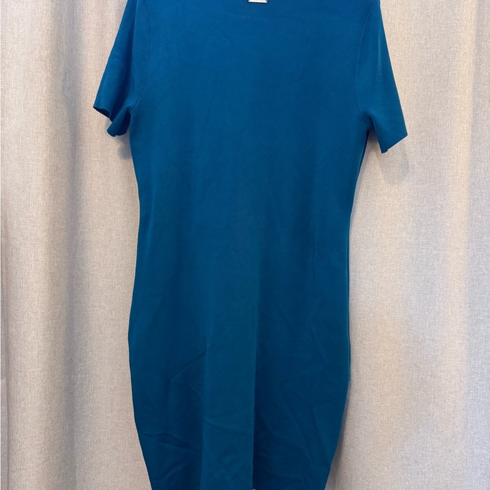 Michael Kors Blue Sheath Mini Dress Short Sleeve Crew Neck - Picture 6 of 10